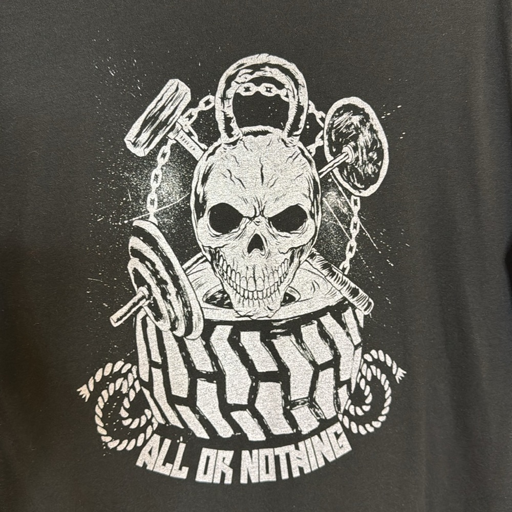 Next Level Apparel Black Short Sleeve Skull & Tire Graphic Tee - White Print - Picture 2 of 3